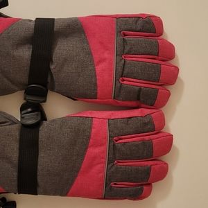 Andake Women's Pink & Gray Ski Gloves